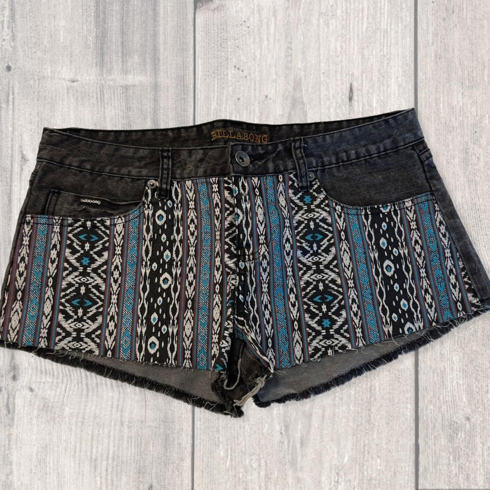 Billabong Black Aztec/ Tribal Denim Shorts Size 9
